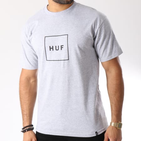 HUF - Tee Shirt Essential Logo Box Gris Chiné