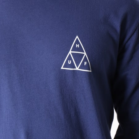 HUF - Tee Shirt Manches Longues Essentials Triple Triangle Bleu