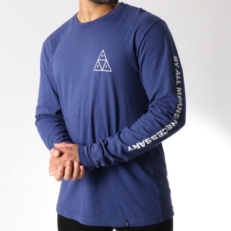 HUF - Tee Shirt Manches Longues Essentials Triple Triangle Bleu