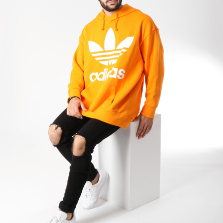Adidas Originals - Sweat Capuche Oversize Trefoil DH5768 Orange Blanc