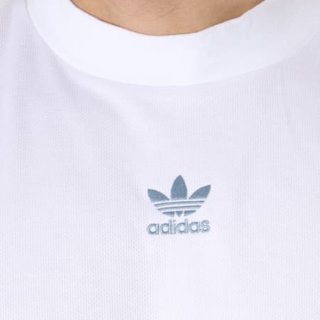 Adidas Originals - Tee Shirt De Sport Manches Longues Authentic 3 Stripes DJ2867 Blanc Bleu Clair