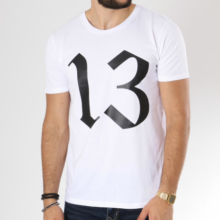 13 Block - Tee Shirt Logo Blanc Noir
