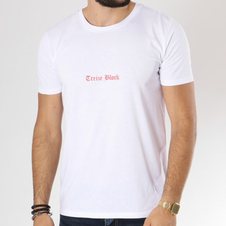 13 Block - Tee Shirt Gothic Blanc Rouge