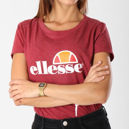 Ellesse - Tee Shirt Oversize Femme Uni Bordeaux Chiné
