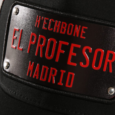 Hechbone - Casquette Trucker Plaque El Profesor Noir Rouge