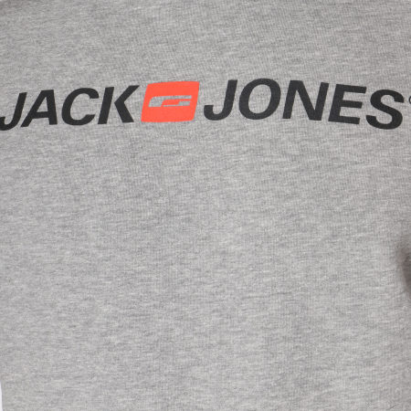 Jack And Jones - Corp Logo Hoody Gris jaspeado