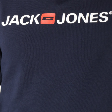Jack And Jones - Sweat Capuche Corp Logo Bleu Marine