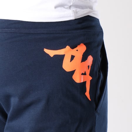 Kappa - Pantalon Jogging Logo Cristiano Bleu Marine Orange Fluo
