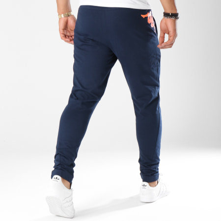 Kappa - Pantalon Jogging Logo Cristiano Bleu Marine Orange Fluo