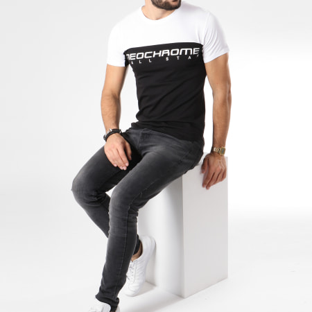Neochrome - Tee Shirt Bicolore Tech Noir Blanc