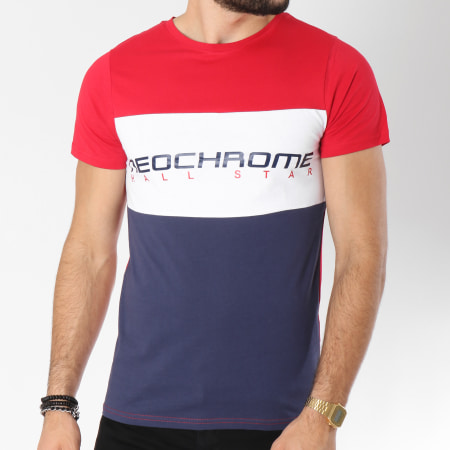 Neochrome - Tee Shirt Tricolore Tech Bleu Marine Rouge Blanc
