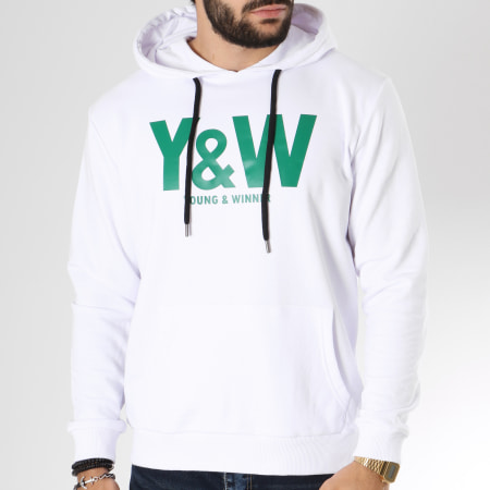 Y Et W - Sweat Capuche Logo Blanc Vert