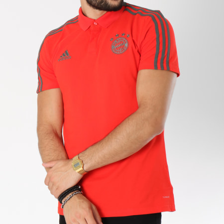 Adidas Originals - Polo Manches Courtes FC Bayern Munchen CW7280 Rouge Gris Anthracite