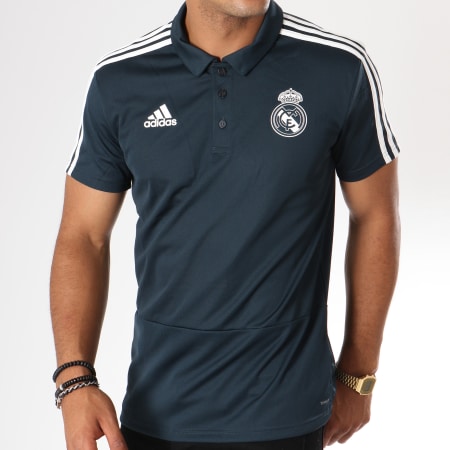 Adidas Originals - Polo Manches Courtes De Sport Real Madrid CW8641 Bleu Marine Blanc