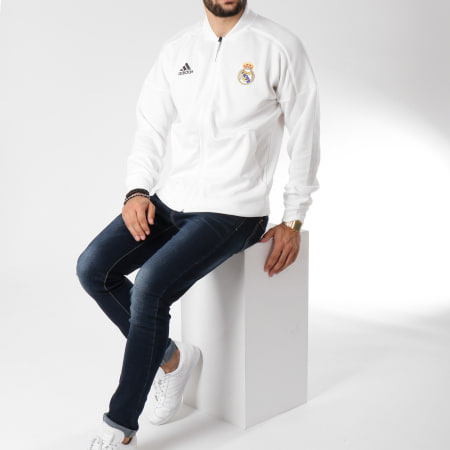 Adidas Sportswear - Veste Zippée Real Madrid Zne CY6098 Blanc