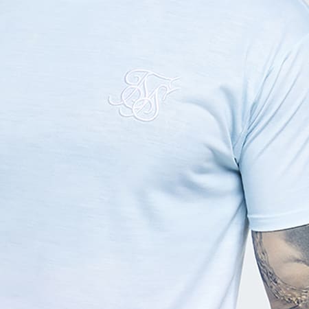 SikSilk - Tee Shirt Oversize Pastel Fade Curved Hem 12822 Bleu Clair Dégradé Blanc