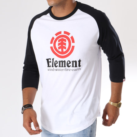 Element - Tee Shirt Manches Longues Oversize Vertical Raglan Blanc Noir