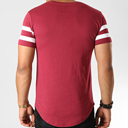 LBO - Tee Shirt Oversize Avec Bandes Blanches 469 Bordeaux
