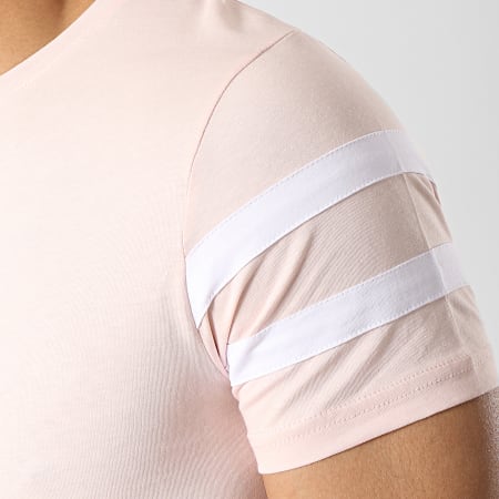 LBO - Tee Shirt Oversize Avec Bandes Blanches 470 Rose Pale