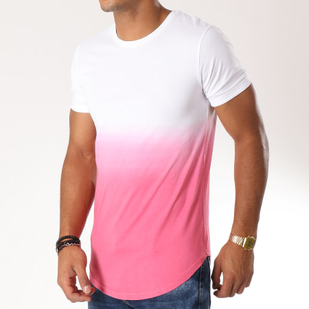 LBO - Tee Shirt Oversize 477 Blanc Dégradé Rose