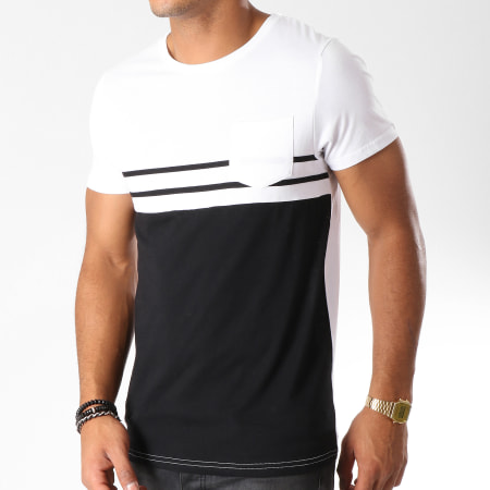 LBO - Tee Shirt Poche Bicolore Rayé 478 Noir Blanc
