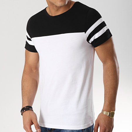 LBO - Tee Shirt Bicolore Avec Bandes 487 Noir Blanc