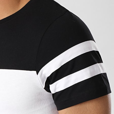 LBO - Tee Shirt Bicolore Avec Bandes 487 Noir Blanc