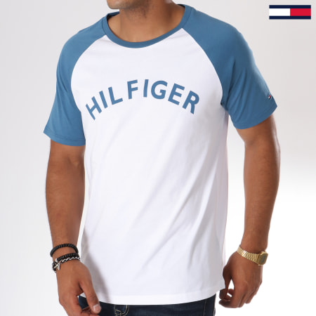 Tommy Hilfiger - Tee Shirt Logo 0699 Blanc Bleu Clair