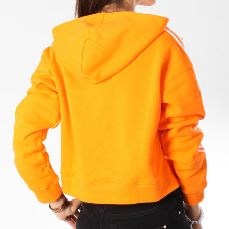 Adidas Originals - Sweat Capuche Femme Crop DH3130 Orange Blanc