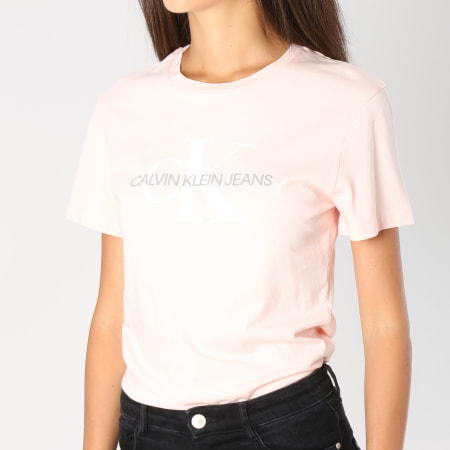 Calvin Klein - Tee Shirt Femme Monogram Logo 7963 Rose