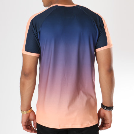 Sinners Attire - Tee Shirt Dip Dye Ringer 581 Bleu Marine Dégradé Orange