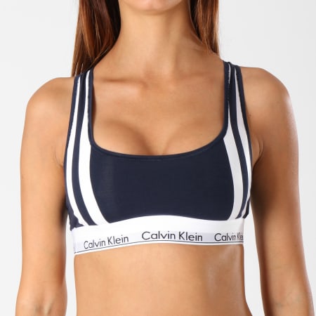 Calvin Klein - Brassière Femme Unlined QF4593E Bleu Marine Blanc Gris