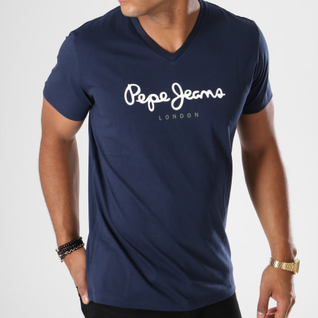 Pepe Jeans - Tee Shirt Eggo V Bleu Marine