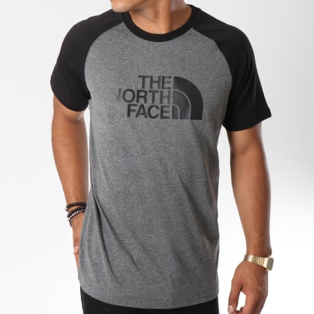 The North Face - Tee Shirt Easy Raglan Gris Anthracite Chiné Noir