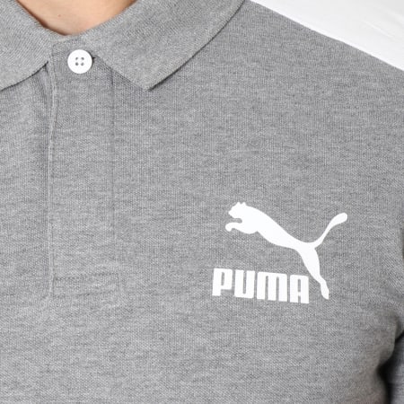 Puma - Polo Manches Courtes Classic T7 576351 03 Gris Chiné Blanc