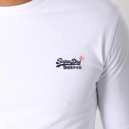 Superdry - Tee Shirt Manches Longues Orange Label Vintage Embroidery Blanc