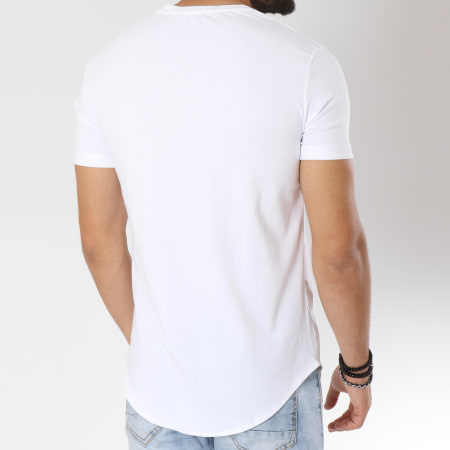 VIP Clothing - Tee Shirt Oversize Bandes Brodées 1346 Blanc