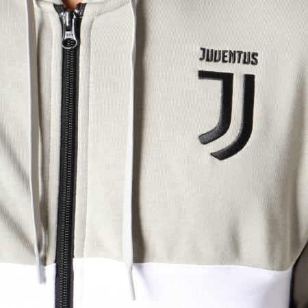 Adidas Sportswear - Sweat Zippé Capuche Juventus 3 Stripes CW8783 Noir Blanc Vert Kaki