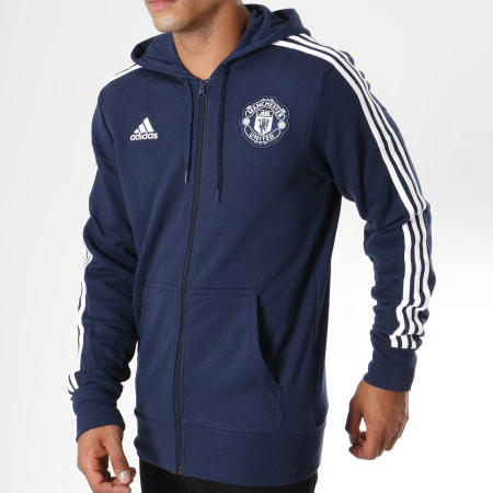 Adidas Sportswear - Sweat Zippé Capuche 3 Stripes CW7663 Bleu Marine