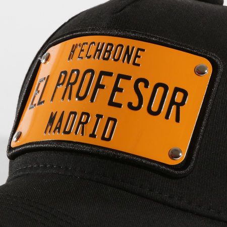 Hechbone - Casquette Plaque El Profesor Noir Jaune