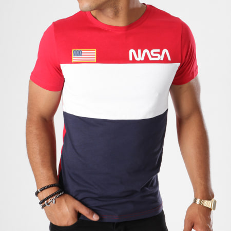 NASA - Tee Shirt Chest Tricolore Bleu Marine Blanc Rouge