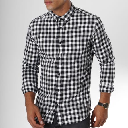 Only And Sons - Chemise Manches Longues Gordey Carreaux Noir Blanc