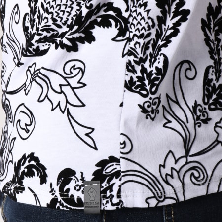 Uniplay - Tee Shirt UY233 Blanc Noir Floral Renaissance