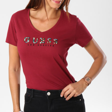 Guess - Tee Shirt Femme W84I56R5JK0 Bordeaux