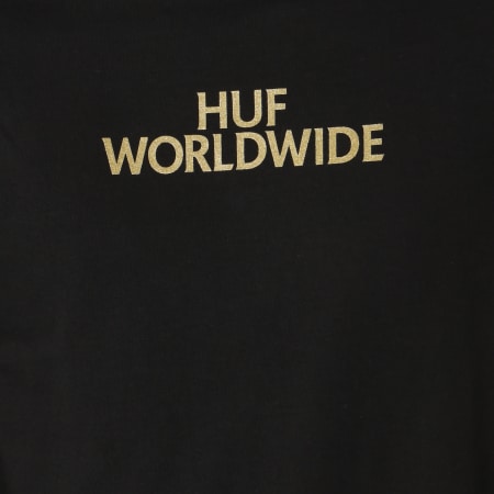 HUF - Tee Shirt Manches Longues Club Crest Noir Doré