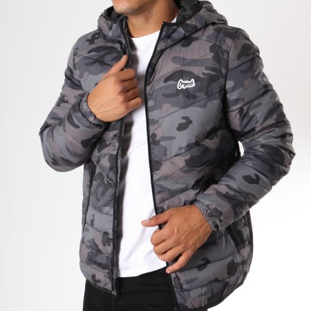 Jack And Jones - Doudoune Bend Camouflage Gris Anthracite