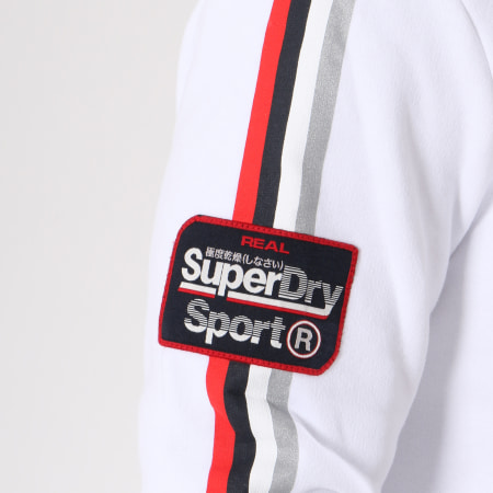 Superdry - Sweat Capuche Avec Bandes Mega Sport Label MS3008TR Blanc
