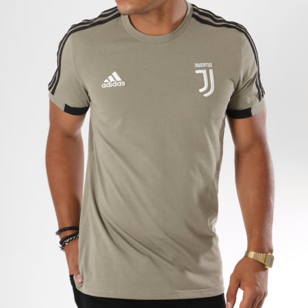 Adidas Performance - Tee Shirt Bandes Brodées Juventus CW8732 Vert Kaki Noir