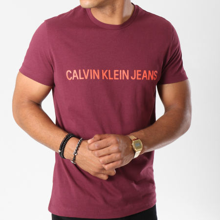 Calvin Klein - Tee Shirt Institutional Slim 7856 Bordeaux