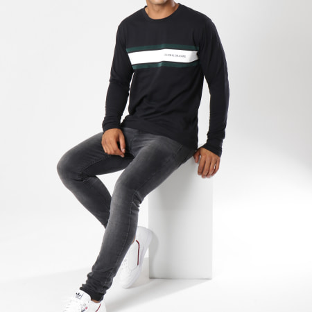Calvin Klein - Tee Shirt Manches Longues Stripe 9586 Noir